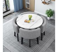 Modern Round Dining Table Set with 4 Chairs - Wooden Kitchen & Living Room Table Combo Square Conference Table Height 80cm (31.5in) - Perfect for Dining & Meetings