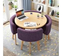 Modern Round Dining Table Set with 4 Fabric Chairs Slish Kitchen Dining Fur for Living Room Casual Dining Room Decor (Color: G)