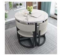 Modern Round Dining Table Set with 4 Fabric Chairs Stylish Kitchen & Dining Room Furniture Perfect for Living Room Office Light Grey Dining Table & Chair Set