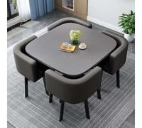 Modern Round Dining Table Set with 4 Fabric Chairs Versatile Kitchen Desk Stylish Office Dining Table 80CM Sl esign for Home and Office Use