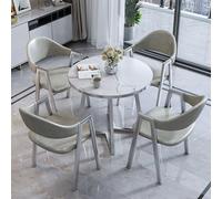 Modern Round Dining Table Set with 4 Faux Marble Chairs, Kitchen Desk Conference Table for Reception & Dining Room (80cm/31 inches) - Stylish Home Furniture