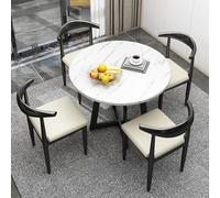 Modern Round Dining Table Set with 4 SpaceSaving ChairsSmall Kitchen Furniture for Dining Room Stylish Brown Design Perfect for Compact Spaces