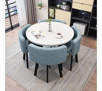Modern Round Dining Table Set with 4 Upholstered Chairs - Space-Saving Kitchen & Home Office Fur for Small Apartments and Cozy Living Spaces