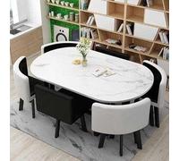 Modern Round Dining Table Set with 6 Chairs & Coffee Table - Ideal for Kitchens & Living Rooms - Perfect for Dining Meetings & Gatherings