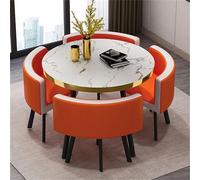 Modern Round Dining Table Set with Chairs - 80x75cm Kitchen Breakfast Bar Furniture for Home, Garden, Restaurant - Stylish Dining Room Conference Table