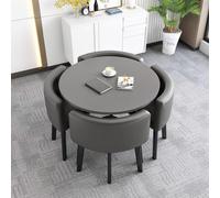 Modern Round Dining Table Set with Chairs for Kitchen Breakfast Home Garden - 80x75cm (31.5x29.5in) Conference Furniture Stylish and Functional Design