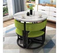 Modern Round Dining Table Set with Compact Chairs - Low Profile Furniture for Small Spaces Living Room Kitchen & Conference Room - Stylish Game Table A31