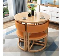Modern Round Dining Table Set with Compact Chairs - Stylish Low Dining Table for Small Spaces Ideal for Living Room Kitchen or Conference Room Furniture A4