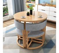 Modern Round Dining Table Set with Space-Saving Chairs for Small Living Room Kitchen or Conference Room - Compact Low Dining Furniture for Limited Spaces A14
