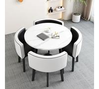 Modern Round Dining Table SetSimple 31.5in Kitchen Breakfast Bar Furniture with ChairsStylish Small Conference Table for Dining Room & Kitchen80x75cm