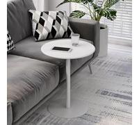 Modern Round End Table Metal Sofa Side Table Stylish Snack Table for Living Room Bedroom Balcony Patio White 48cm Chic Cocktail Table for Home Decor
