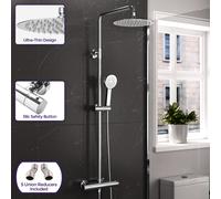 Modern Round Exposed Thermostatic Mixer Shower Set With Shower Head and Handheld