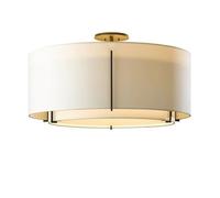 Modern Round Fabric Ceiling Lamp for Villa, Study & Bedroom - Stylish White Chandelier, 40cm Diameter, 17cm Height, Elegant Decorative Lighting Fixture White D60 X H25cm