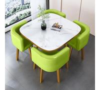Modern Round Faux Marble Dining Table Set with 4 Upholstered Chairs 5-Piece Kitchen Table & Chair Set Stylish Square Green Conference Reception Furniture