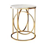 Modern Round Faux Marble End Table Stylish Sofa Side Table Versatile Coffee & Nightstand for Living Room & Bedroom 50x50x55cm Elegant A Color Design