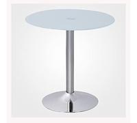 Modern Round Glass Dining Table - 80cm Chrome Base Stylish Kitchen Bistro Table for 2-4 Elegant White Circular Breakfast Table Perfect for Home Decor