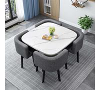 Modern Round ining Table Set with 4 Chairs Cact Office & Conference Room Fur Slish Leisure Dining for Kitchen Loun Living Room 80cm 31.5in
