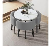 Modern Round Kitchen Dining Table Set for 4 Compact Breakfast Table with Simple Chairs Ideal for Office Conference Room or Dining Room Furniture