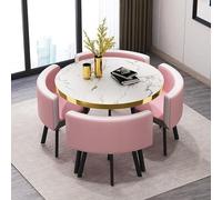 Modern Round Kitchen Dining Table Set with Chairs - 80x75cm (31.5x29.5in) for Home/Garden, Perfect for Breakfast, Lunch, and Conference Use -