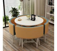 Modern Round Kitchen Table Set for 4 - Stylish Dining Table & Chairs for Small Spaces Perfect for Dining Room Office Conference and Cozy Gatherings.