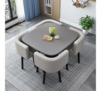 Modern Round Kitchen Table Set with 4 Chairs Space Saving Dining Table for Home & Office Stylish Fabric Chairs 3.80cm Height Ideal for Small Spaces