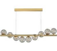 Modern Round Lampshade Chandelier with Glass, Linear Design for Dining Room and Living Hallway, 7-Light Fixture