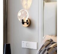 Modern Round LED Wall Sconce, Dimmable Warm and White Light Crystal Shade Wall Lamp, Metal Finish Lighting Fixture for Bathroom, Bedroom, Hallway Made in China