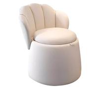 Modern Round Makeup Chair with Storage Bedroom Vanity Stool Stylish Living Room Accent Chair White Upholstered Lounge Chair for Bedroom and Club Use