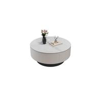 Modern Round Marble Coffee Table with Hidden Drawers, 31" White Stone Accent Table for Living Room, & Office - Stylish Centerpiece & Functional Decor