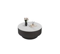Modern Round Marble Coffee Table with Hidden Drawers, Stylish Stone Accent Table for Living Room, & Office (70cm/27inch, Black A)