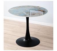 Modern Round Marble Dining Table - 80cm Metal Base 4-Seater Kitchen & Dining Furniture Stylish Center Table for Living Room Elegant Home Décor