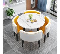 Modern Round Marble Dining Table Set with 4 Chairs Elegant Space-Saving Design for Home & Office Stylish Reception & Meeting Table Combination (Size: Style A)
