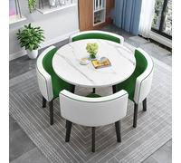 Modern Round Marble Dining Table Set with 4 Stylish Chairs Elegant Office Reception Table for Dining & Meetings Perfect Negotiation & Conference Furniture.
