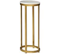 Modern Round Marble Side Table with Metal Frame, 100cm Tall, Small End Table for Living Room, Balcony, Hallway, Bedroom, 32x32cm Top, Stylish Home Decor