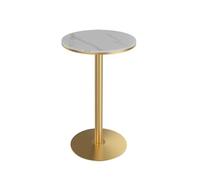 Modern Round Marble Top Bar TableStylish High Top Pub Table for Cocktails Elegant Gold Iron Bracket Perfect for Home or Restaurant Use