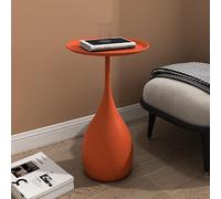 Modern Round Metal Coffee Table with Tray, Stylish Sofa Side Table, Easy Assembly Nightstand for Bedroom, Chic Orange Design, Versatile Living Room Furniture