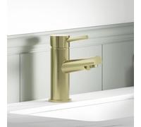 Modern Round Mono Basin Mixer Tap Minimalist Brushed Brass Single Lever Mixer, Deck Mounted for Bathroom Sinks