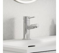 Modern Round Mono Basin Mixer Tap Minimalist Chrome Single Lever Mixer, Deck Mounted for Bathroom Sinks