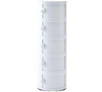 Modern Round Multitier Plastic Nightstand with Drawers - Versatile End Table & Storage Cabinet for Living Room & Bathroom - Space-Saving Design