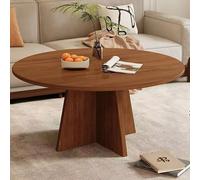 Modern Round Nesting Coffee Table Set of 2, Cream Color, Stable Base for Living Room or Bedroom, Brown Finish, 60x38cm (23.6x15in) - Stylish & Versatile