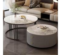 Modern Round Nesting Coffee Tables, Set of 2 with Large Storage, Easy Maintenance for Living Room, Bedroom, Office