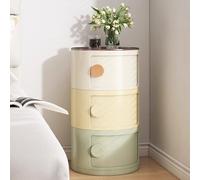 Modern Round Nightstand - 3-Tier Bedside Table with Drawers & Sliding Door - Stylish End Table for Bedroom & Living Room - Versatile Storage Cabinet - Multi-Color Options