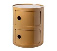 Modern Round Nightstand with Drawer & Sliding Door Stylish Bedside Table for Bedroom Living Room or Bathroom Yellow Plastic Storage nizer (Set of 2)
