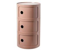 Modern Round Nightstand with Drawers Sliding Door Accent Table Plastic Bedside Commode for Living Room & Bedroom Stylish Small Furniture Piece