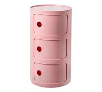 Modern Round Nightstand with Drawers Sliding Door Storage Small Bedside Table for Bedroom & Living Room Stylish Plastic End Table with Storage Solution