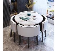 Modern Round Office Recept Table Set Small Conference Room Meeting Table with Chairs Cact Black & White Coffee Table for Efficient Worpaces