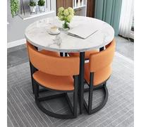 Modern Round Office Reception Table & Chair Set for Business Meetings Conference Room Space Saving Design Stylish Orange Color Ideal for Negotiation Spaces