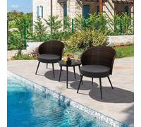 Modern Round Patio Rattan Bistro Set for Garden with Cushion Wyld and Coco Dark Brown 1 Pack