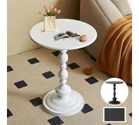 Modern Round Pedestal Side Table - White Compact Nightstand