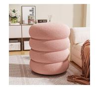 Modern Round Pouf with Solid Wood & Foam Padding P Wool Vani Stool for Makeup table Footrest 35x40cm (14x16in)